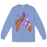Colony Blue Purple Afro Girl Sneakers and Heels Long Sleeve Tee - texasbilliewilder