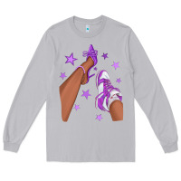 Moon Dust Purple Afro Girl Sneakers and Heels Long Sleeve Tee - texasbilliewilder