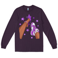Plum Purple Afro Girl Sneakers and Heels Long Sleeve Tee - texasbilliewilder