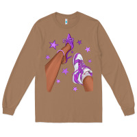 Toasted Coconut Purple Afro Girl Sneakers and Heels Long Sleeve Tee - texasbilliewilder