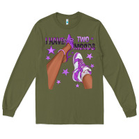 Army Green Purple I Have Two Moods Afro Girl Sneakers Long Sleeve Tee - texasbilliewilder