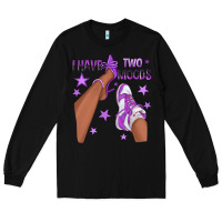 Black Purple I Have Two Moods Afro Girl Sneakers Long Sleeve Tee - texasbilliewilder