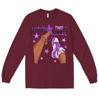 Burgundy Purple I Have Two Moods Afro Girl Sneakers Long Sleeve Tee - texasbilliewilder