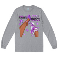 Heather Grey Purple I Have Two Moods Afro Girl Sneakers Long Sleeve Tee - texasbilliewilder