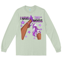 Matcha Purple I Have Two Moods Afro Girl Sneakers Long Sleeve Tee - texasbilliewilder