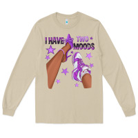 Mushroom Purple I Have Two Moods Afro Girl Sneakers Long Sleeve Tee - texasbilliewilder