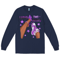 Navy Purple I Have Two Moods Afro Girl Sneakers Long Sleeve Tee - texasbilliewilder