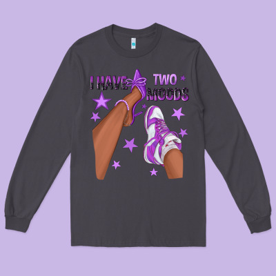 Purple I Have Two Moods Afro Girl Sneakers Long Sleeve Tee Designed By Texasbilliewilder