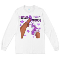White Purple I Have Two Moods Afro Girl Sneakers Long Sleeve Tee - texasbilliewilder