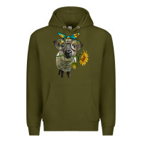 Army Green cute hempshire sheep with eyeglasses Premium Hoodie - LillyAllenDesigns