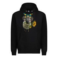 Black cute hempshire sheep with eyeglasses Premium Hoodie - LillyAllenDesigns