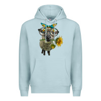 Blue Mist cute hempshire sheep with eyeglasses Premium Hoodie - LillyAllenDesigns