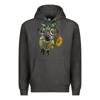 Charcoal Heather cute hempshire sheep with eyeglasses Premium Hoodie - LillyAllenDesigns