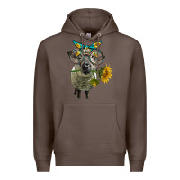 Coffee cute hempshire sheep with eyeglasses Premium Hoodie - LillyAllenDesigns