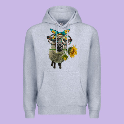 Cute Hempshire Sheep With Eyeglasses Premium Hoodie Designed By Lillyallendesigns