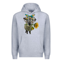 Heather Grey cute hempshire sheep with eyeglasses Premium Hoodie - LillyAllenDesigns