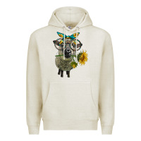 Oatmeal Heather cute hempshire sheep with eyeglasses Premium Hoodie - LillyAllenDesigns