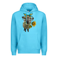 Ocean Blue cute hempshire sheep with eyeglasses Premium Hoodie - LillyAllenDesigns