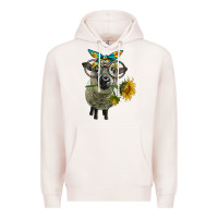 Pale Pink cute hempshire sheep with eyeglasses Premium Hoodie - LillyAllenDesigns