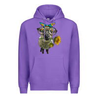 Purple cute hempshire sheep with eyeglasses Premium Hoodie - LillyAllenDesigns