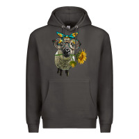 Smoke cute hempshire sheep with eyeglasses Premium Hoodie - LillyAllenDesigns