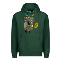 Sports Green cute hempshire sheep with eyeglasses Premium Hoodie - LillyAllenDesigns