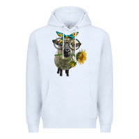 White cute hempshire sheep with eyeglasses Premium Hoodie - LillyAllenDesigns