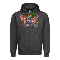 Charcoal Heather texas summer Zipper Hoodie - Zillion Design Studio
