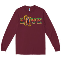 Burgundy Love Lady Of Guadalupe Long Sleeve Tee - RanaPortraitStore