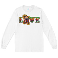 White Love Lady Of Guadalupe Long Sleeve Tee - RanaPortraitStore