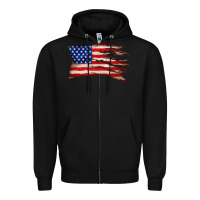 Black tattered american flag Zipper Hoodie - Zillion Design Studio