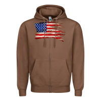 Chestnut tattered american flag Zipper Hoodie - Zillion Design Studio