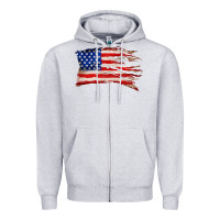 Heather Grey tattered american flag Zipper Hoodie - Zillion Design Studio