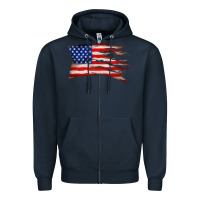Navy tattered american flag Zipper Hoodie - Zillion Design Studio