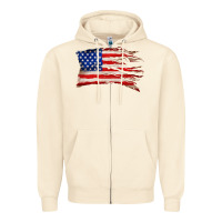 Sandshell tattered american flag Zipper Hoodie - Zillion Design Studio