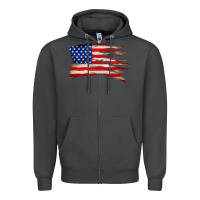 Smoke tattered american flag Zipper Hoodie - Zillion Design Studio