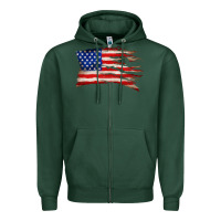Sports Green tattered american flag Zipper Hoodie - Zillion Design Studio
