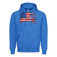 True Royal tattered american flag Zipper Hoodie - Zillion Design Studio
