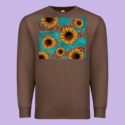 Sunflower Turquoise Glitter Premium Sweatshirt Designed By Jahusdesignshop