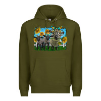 Army Green cute hempshire sheep family Premium Hoodie - LillyAllenDesigns