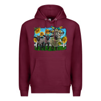 Burgundy cute hempshire sheep family Premium Hoodie - LillyAllenDesigns
