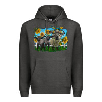 Charcoal Heather cute hempshire sheep family Premium Hoodie - LillyAllenDesigns