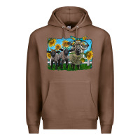 Chestnut cute hempshire sheep family Premium Hoodie - LillyAllenDesigns