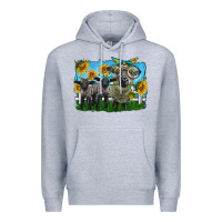 Heather Grey cute hempshire sheep family Premium Hoodie - LillyAllenDesigns