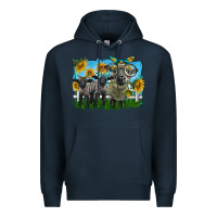 Navy cute hempshire sheep family Premium Hoodie - LillyAllenDesigns