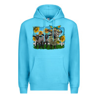 Ocean Blue cute hempshire sheep family Premium Hoodie - LillyAllenDesigns