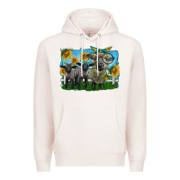 Pale Pink cute hempshire sheep family Premium Hoodie - LillyAllenDesigns