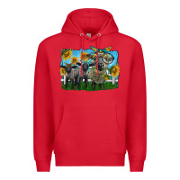 Red cute hempshire sheep family Premium Hoodie - LillyAllenDesigns
