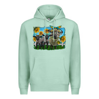 Seafoam cute hempshire sheep family Premium Hoodie - LillyAllenDesigns