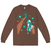 Chestnut Teal Afro Girl Sneakers and Heels Long Sleeve Tee - texasbilliewilder